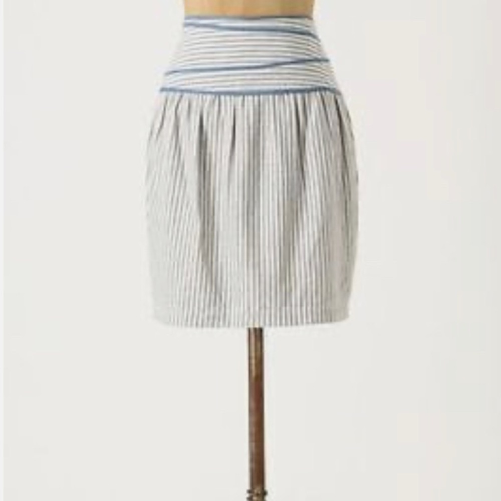 Anthropologie Linen "Calm Seas Skirt”, Seersucker